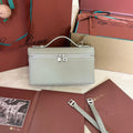 Loro Piana Extra Pocket L19 in Pearl Gray Grained Calfskin with Silver Hardware Bag