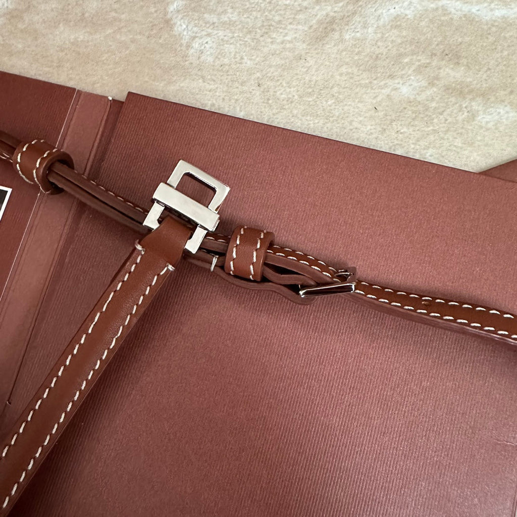 Loro Piana Extra Pocket L19 in White Canvas and Bronze Brown Calfskin with Silver Hardware Bag