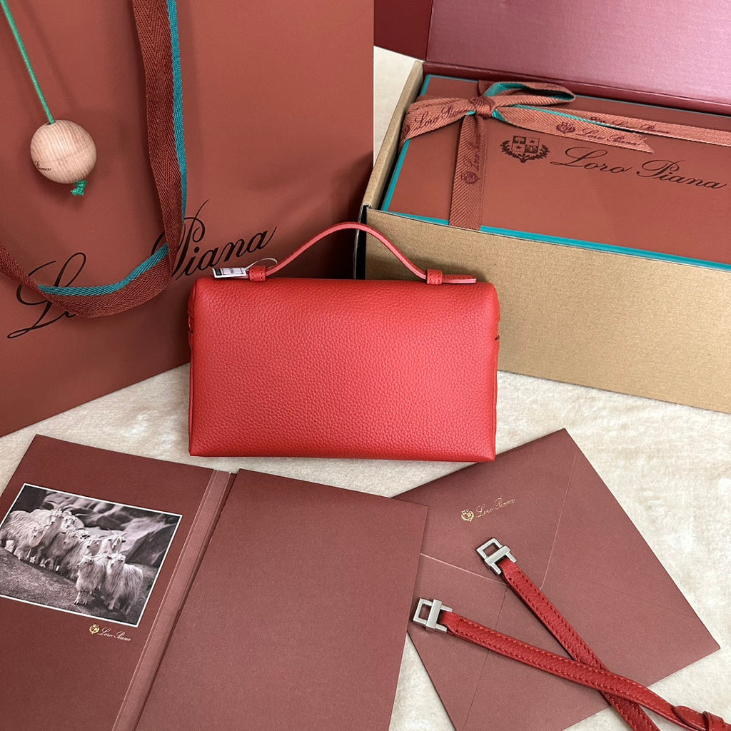 Loro Piana Extra Pocket L19 in Cherry Red Calfskin with Silver Hardware Bag