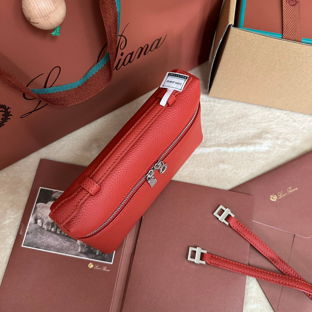 Loro Piana Extra Pocket L19 in Cherry Red Calfskin with Silver Hardware Bag