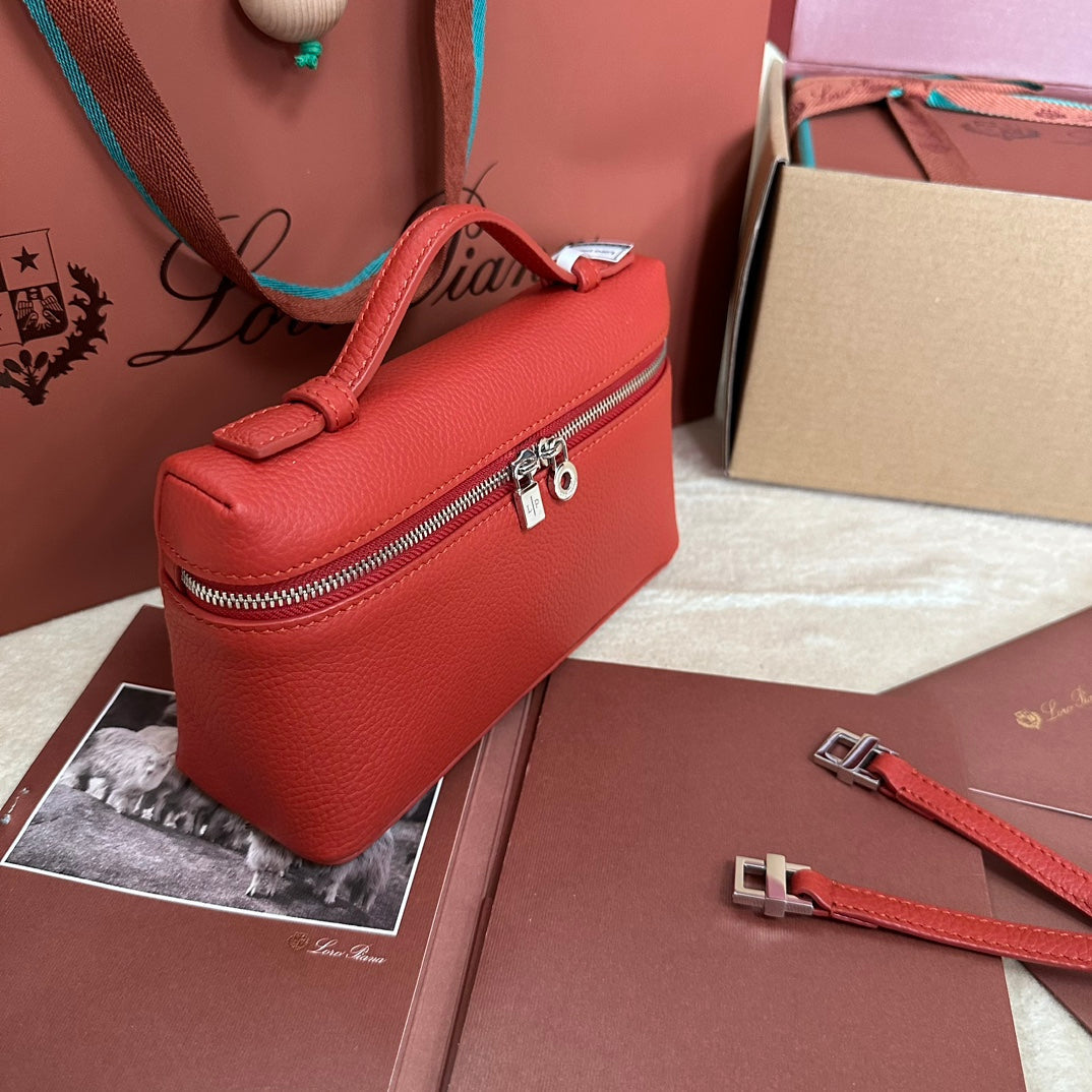 Loro Piana Extra Pocket L19 in Cherry Red Calfskin with Silver Hardware Bag