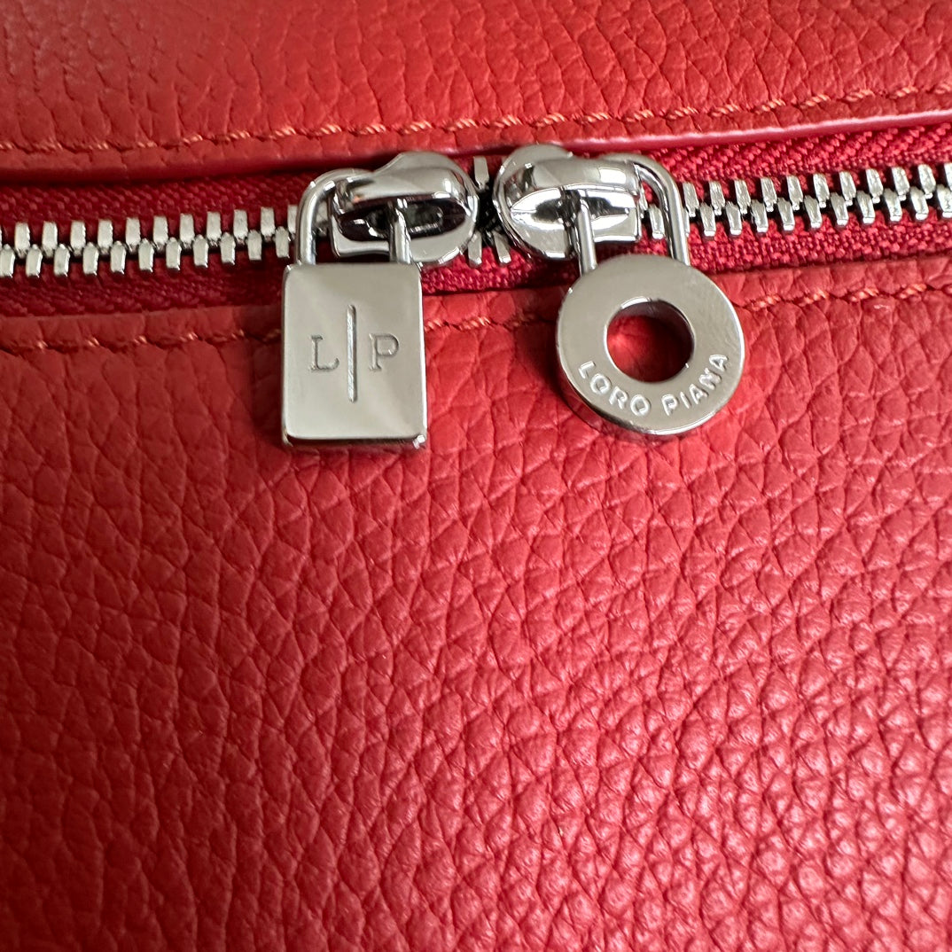 Loro Piana Extra Pocket L19 in Cherry Red Calfskin with Silver Hardware Bag