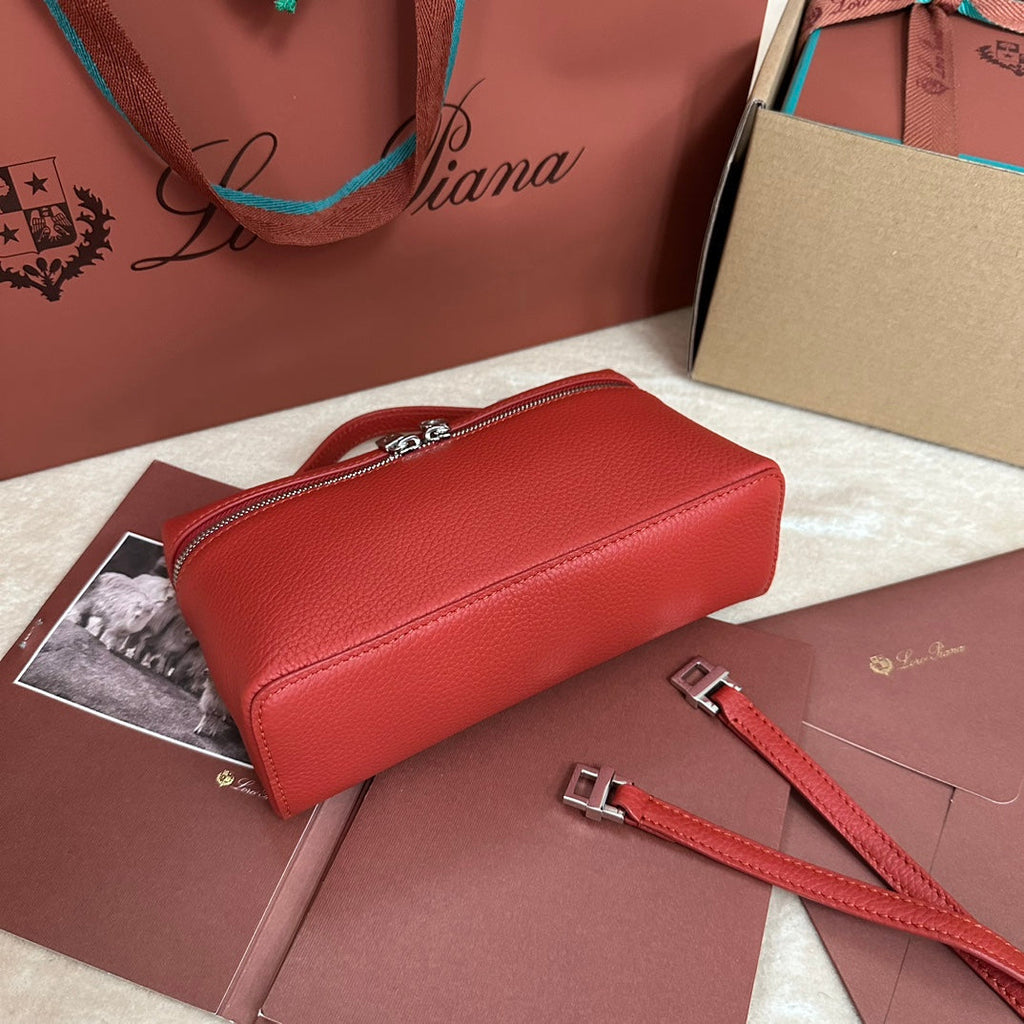 Loro Piana Extra Pocket L19 in Cherry Red Calfskin with Silver Hardware Bag