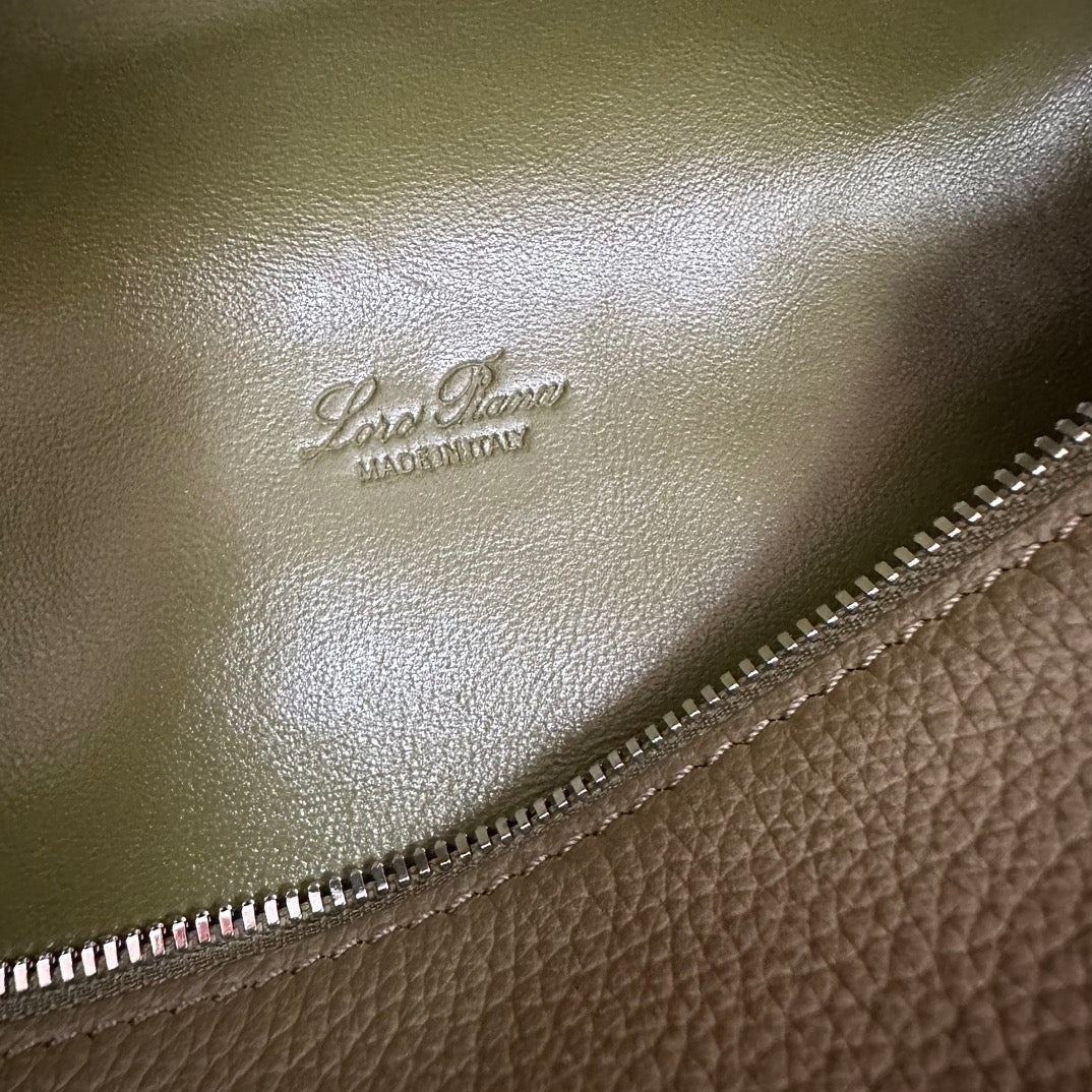 Loro Piana Extra Pocket L19 in Olive Green Calfskin with Silver Hardware Bag