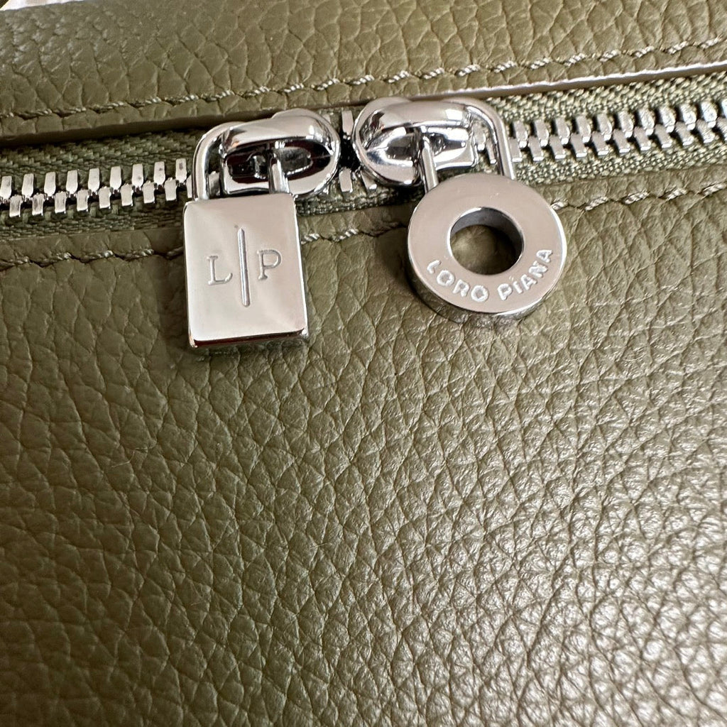 Loro Piana Extra Pocket L19 in Olive Green Calfskin with Silver Hardware Bag