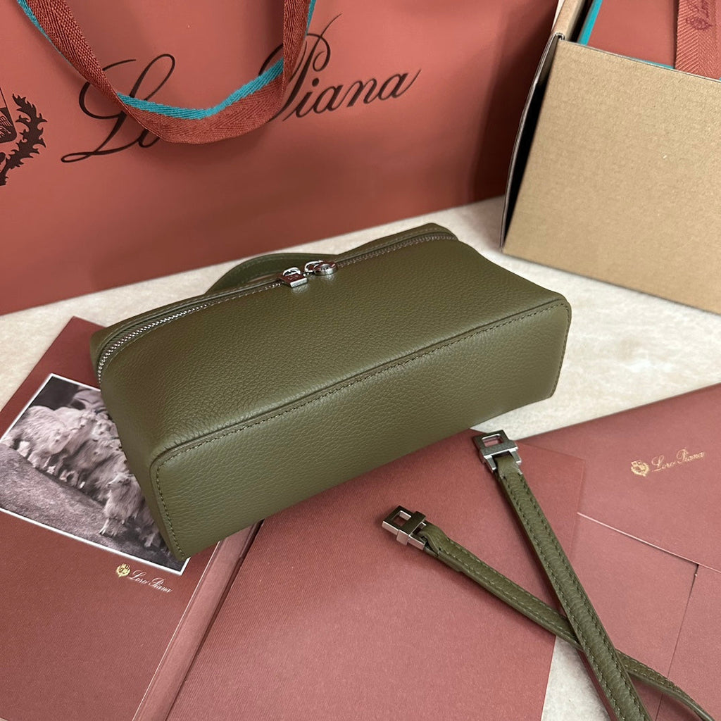 Loro Piana Extra Pocket L19 in Olive Green Calfskin with Silver Hardware Bag