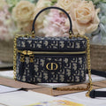 Dior Caro 16 Mini Vanity Case in Blue Monogram Oblique Jacquard Fabric
