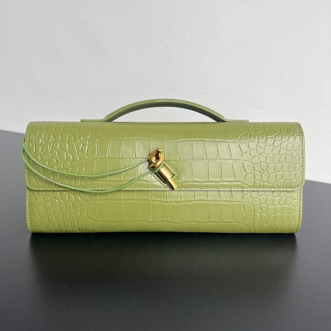Bottega Veneta Andiamo Clutch 31 in Barley Corn Crocodile Pattern Calfskin