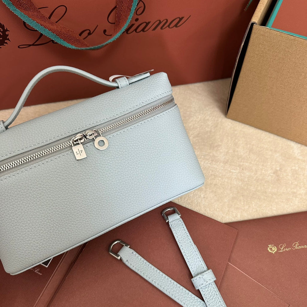 Loro Piana Extra Pocket L19 in Light Blue Calfskin with Silver Hardware Bag