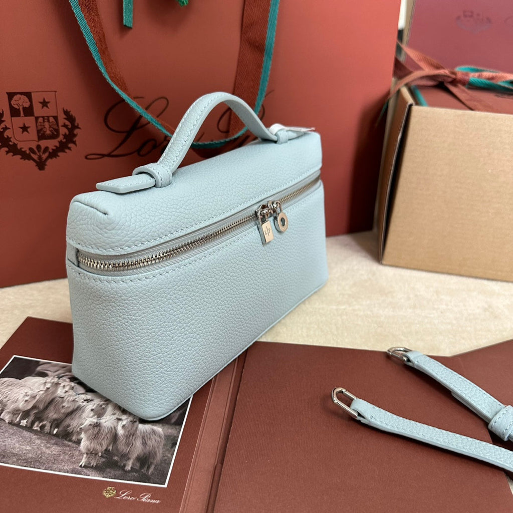 Loro Piana Extra Pocket L19 in Light Blue Calfskin with Silver Hardware Bag