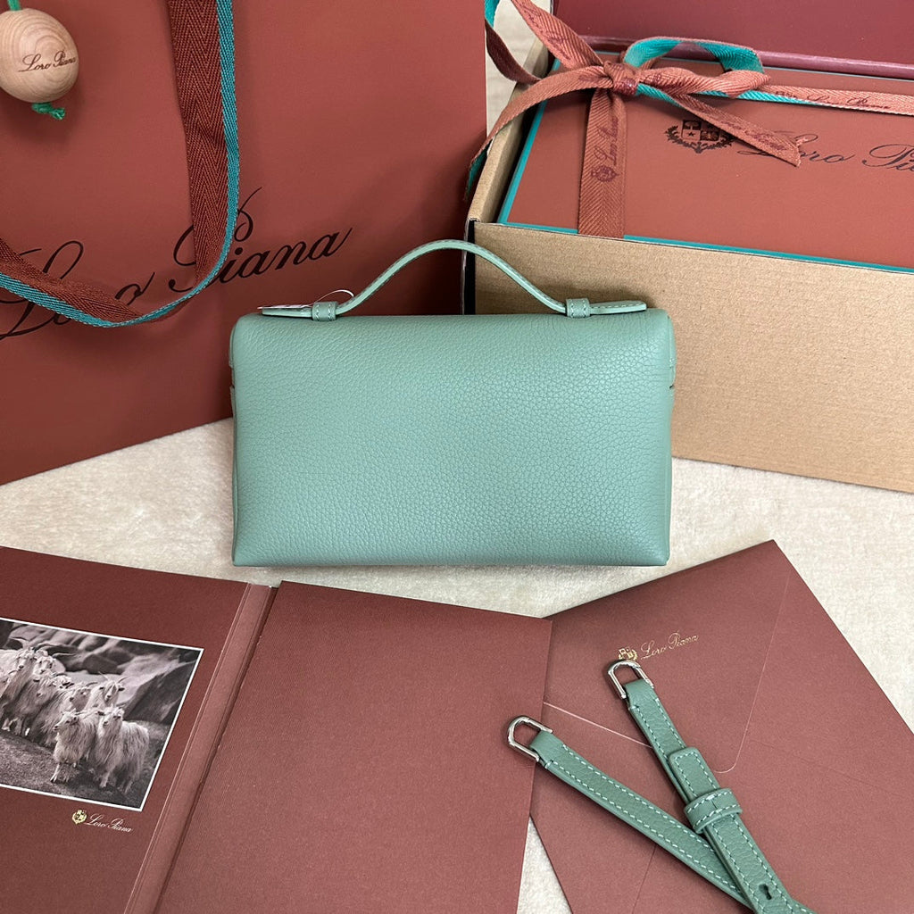 Loro Piana Extra Pocket L19 in Teal Green Calfskin with Silver Hardware Bag
