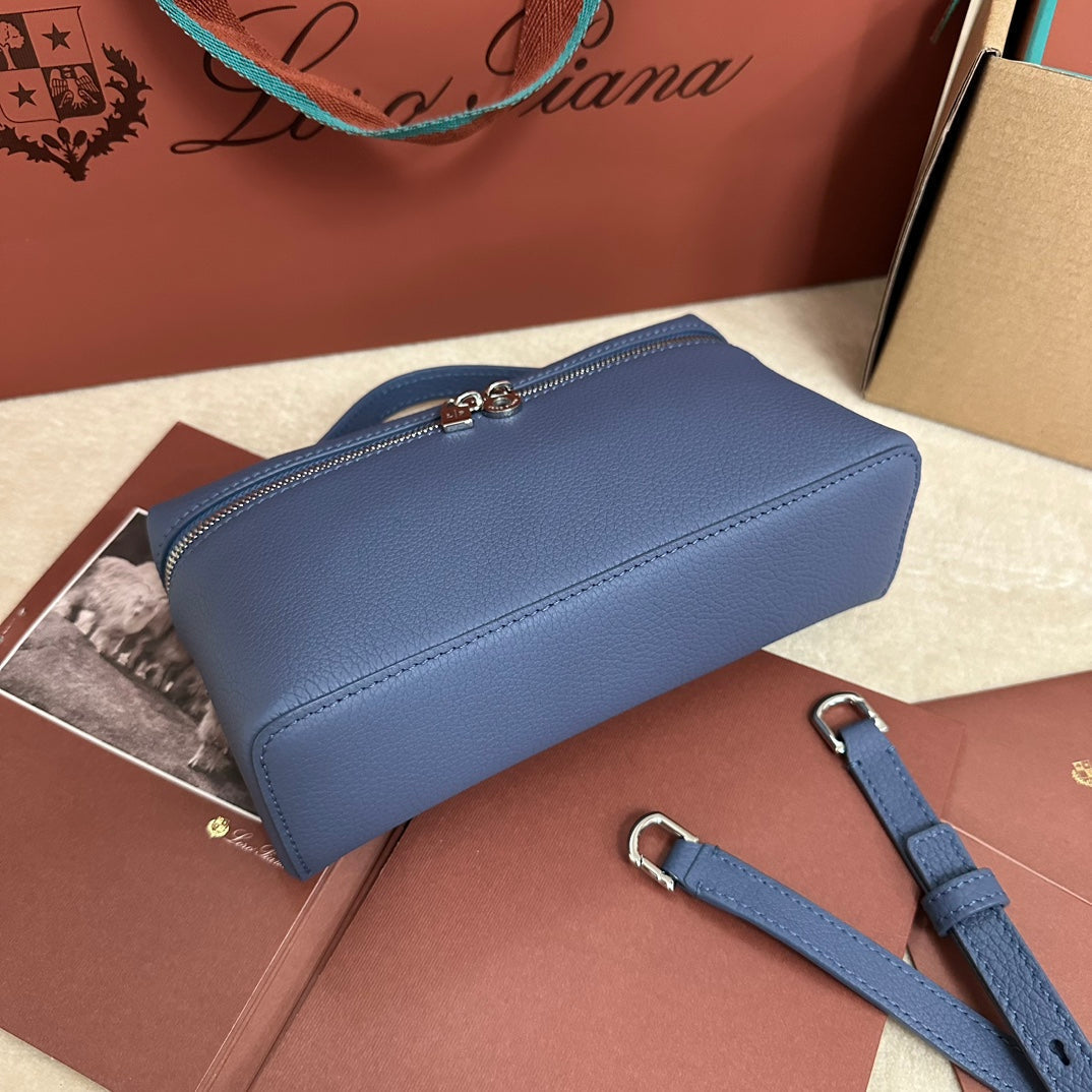 Loro Piana Extra Pocket L19 in Azure Blue Calfskin with Silver Hardware Bag