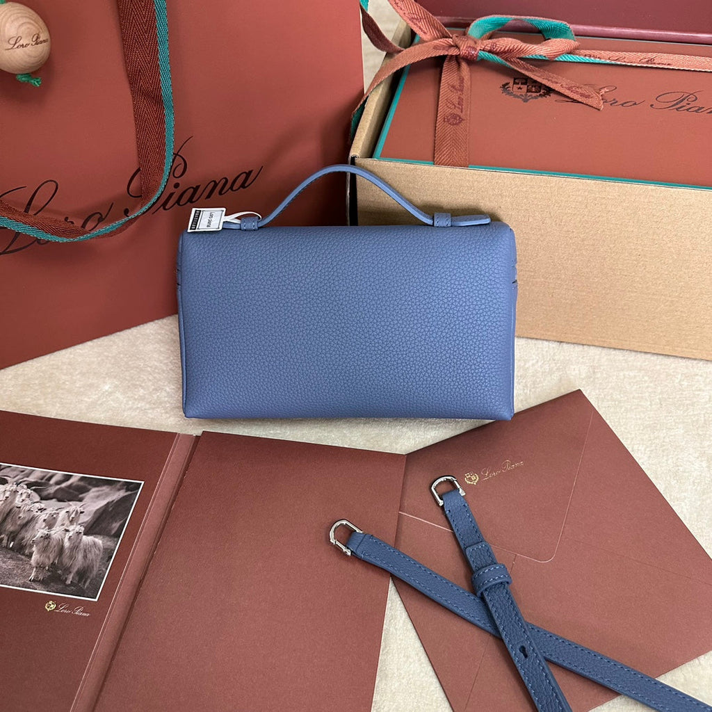 Loro Piana Extra Pocket L19 in Azure Blue Calfskin with Silver Hardware Bag