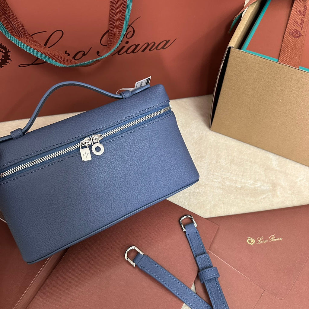 Loro Piana Extra Pocket L19 in Azure Blue Calfskin with Silver Hardware Bag