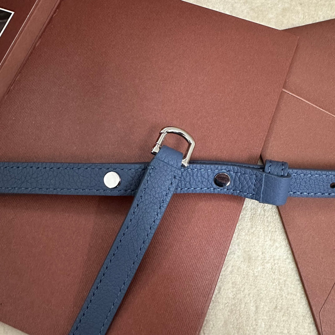 Loro Piana Extra Pocket L19 in Azure Blue Calfskin with Silver Hardware Bag