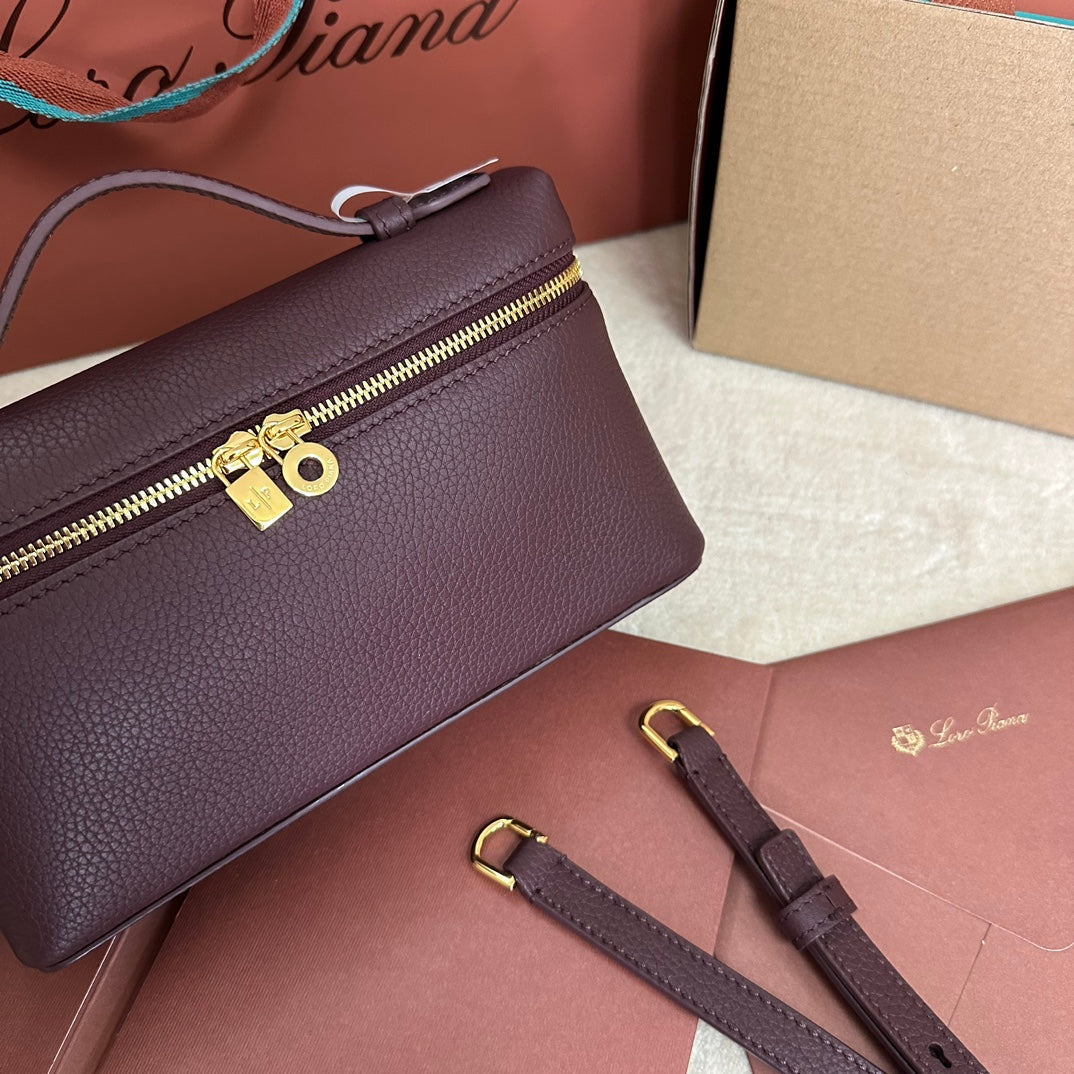Loro Piana Extra Pocket L19 in Wine Purple Calfskin with Gold Hardware Bag