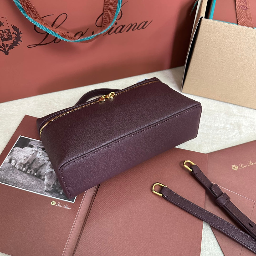 Loro Piana Extra Pocket L19 in Wine Purple Calfskin with Gold Hardware Bag