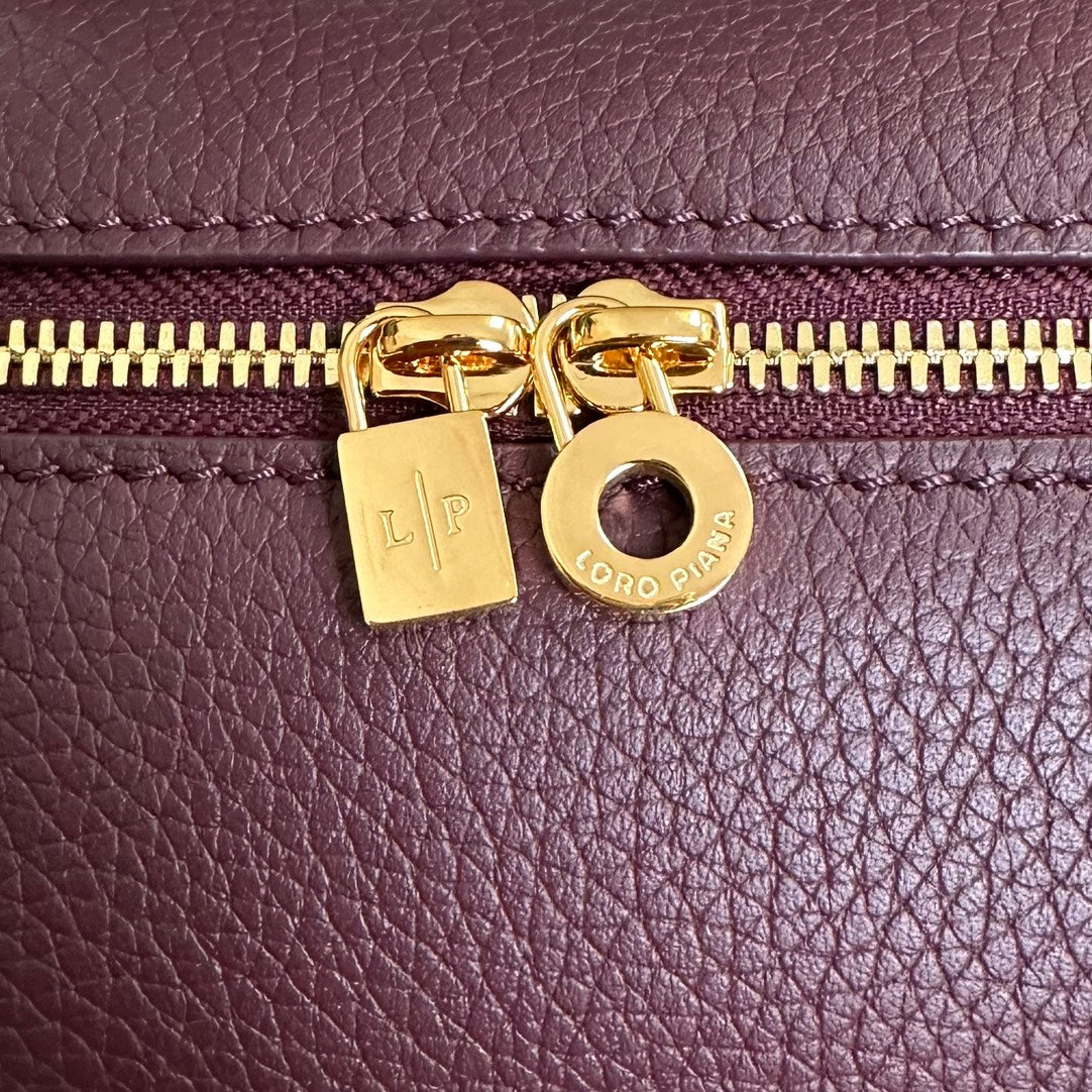 Loro Piana Extra Pocket L19 in Wine Purple Calfskin with Gold Hardware Bag