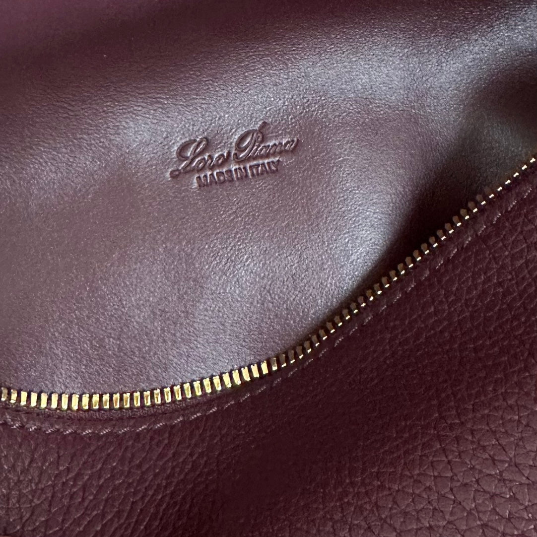 Loro Piana Extra Pocket L19 in Wine Purple Calfskin with Gold Hardware Bag