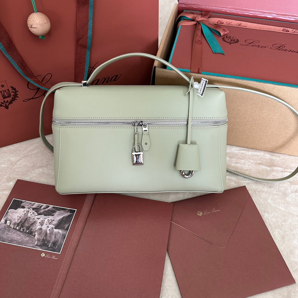 Loro Piana Extra Bag L27 in Pastel Green Smooth Calfskin with Silver Hardware
