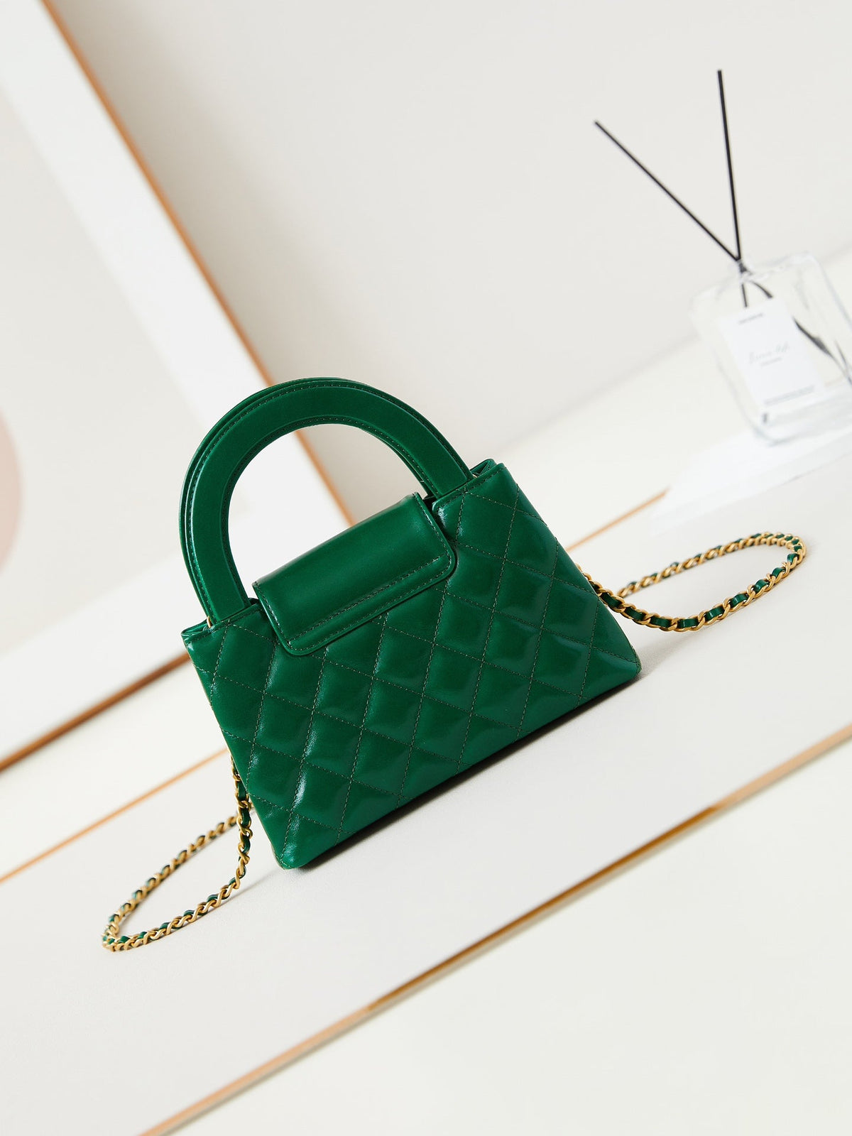 Chanel Kelly Mini 19 Shopping Bag in Green Forest Calfskin