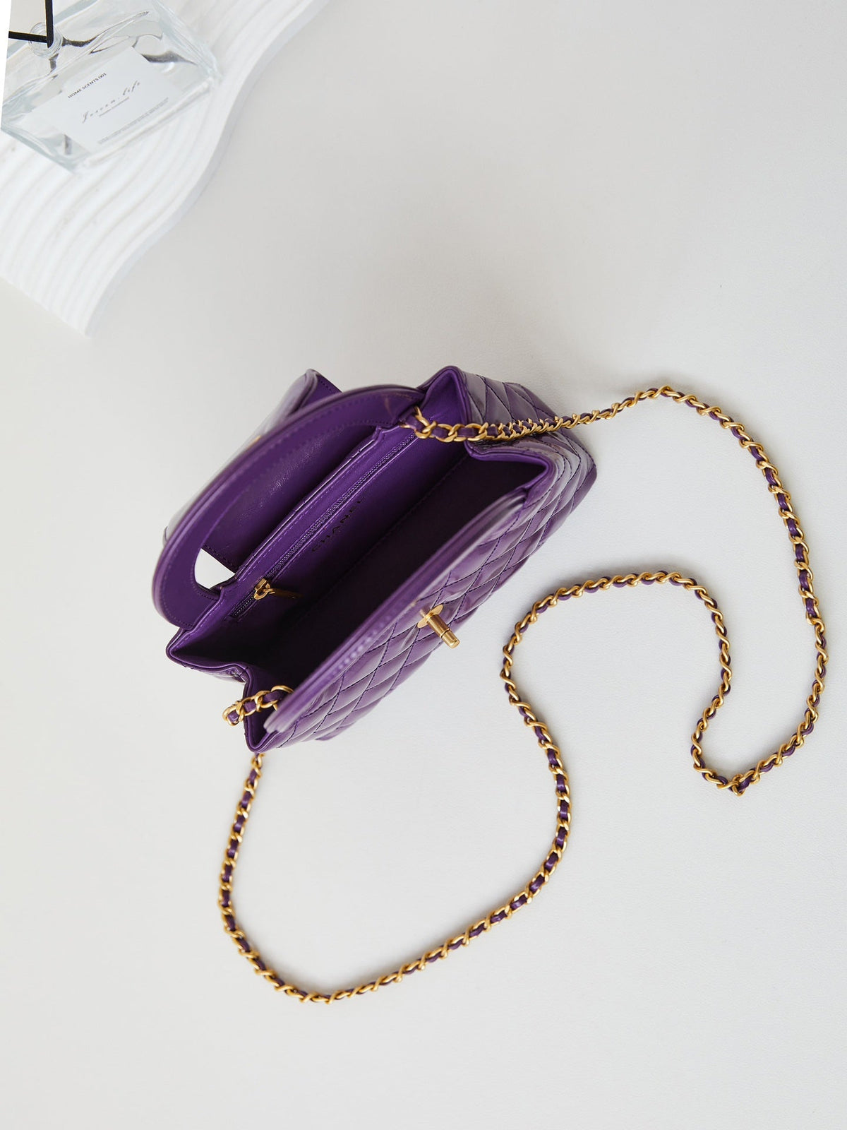 Chanel Kelly Mini 19 Shopping Bag in Indigo Purple Calfskin