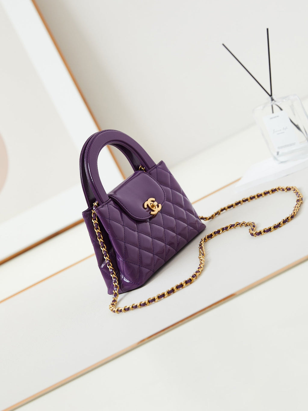 Chanel Kelly Mini 19 Shopping Bag in Indigo Purple Calfskin