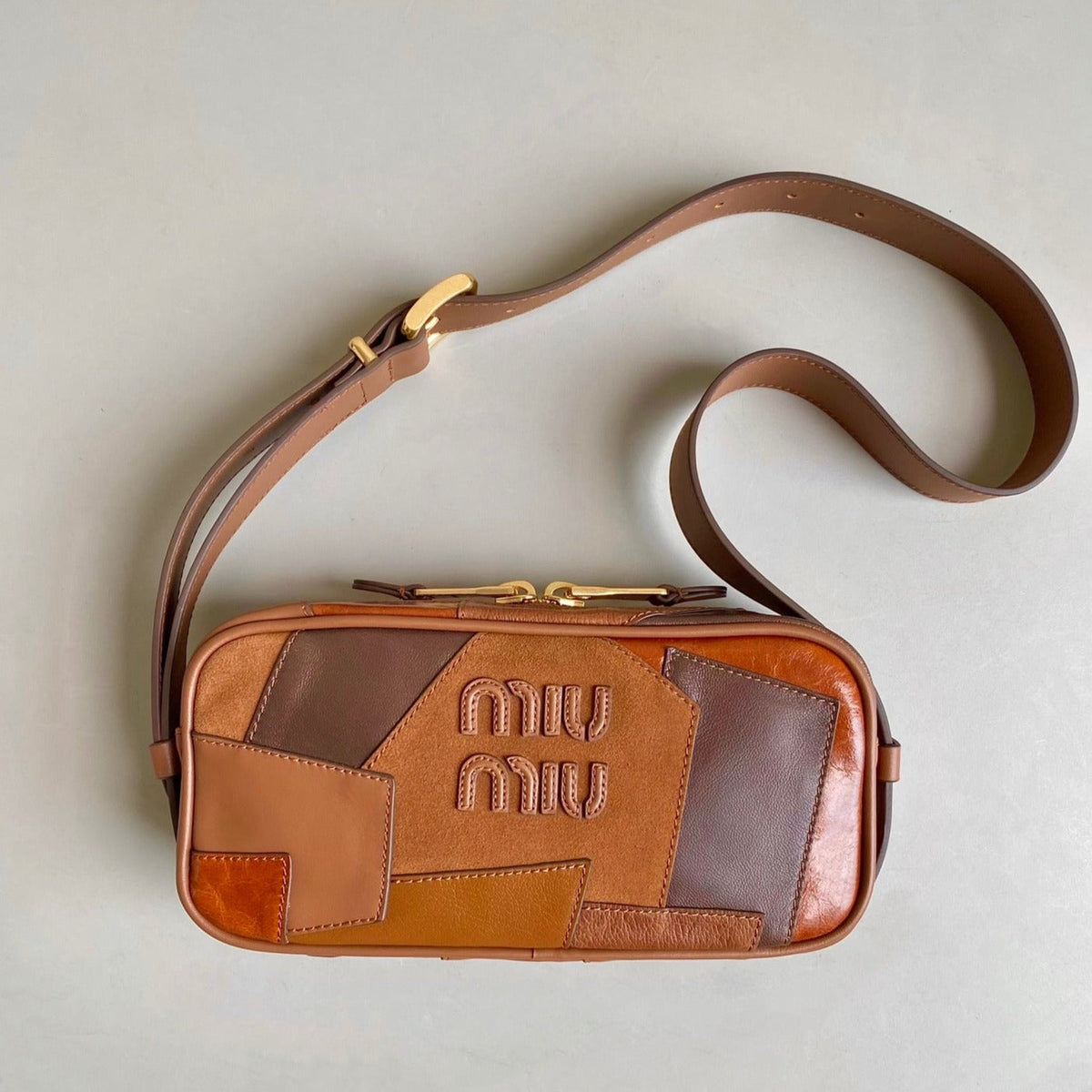 Hobo 24 Bag in Cognac Leather Patchwork
