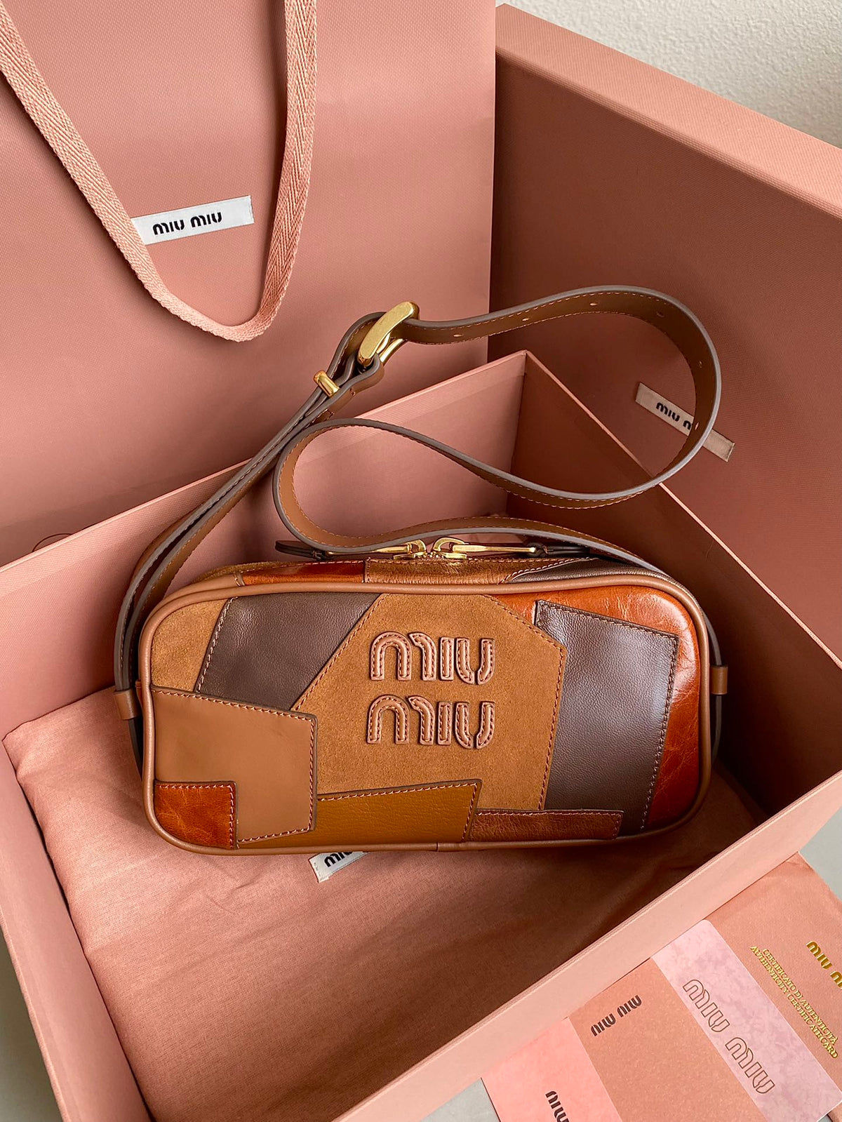 Hobo 24 Bag in Cognac Leather Patchwork