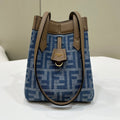 Fendi Origami Mini 19 in True Blue Monogram Denim with Calfskin Strap Bag