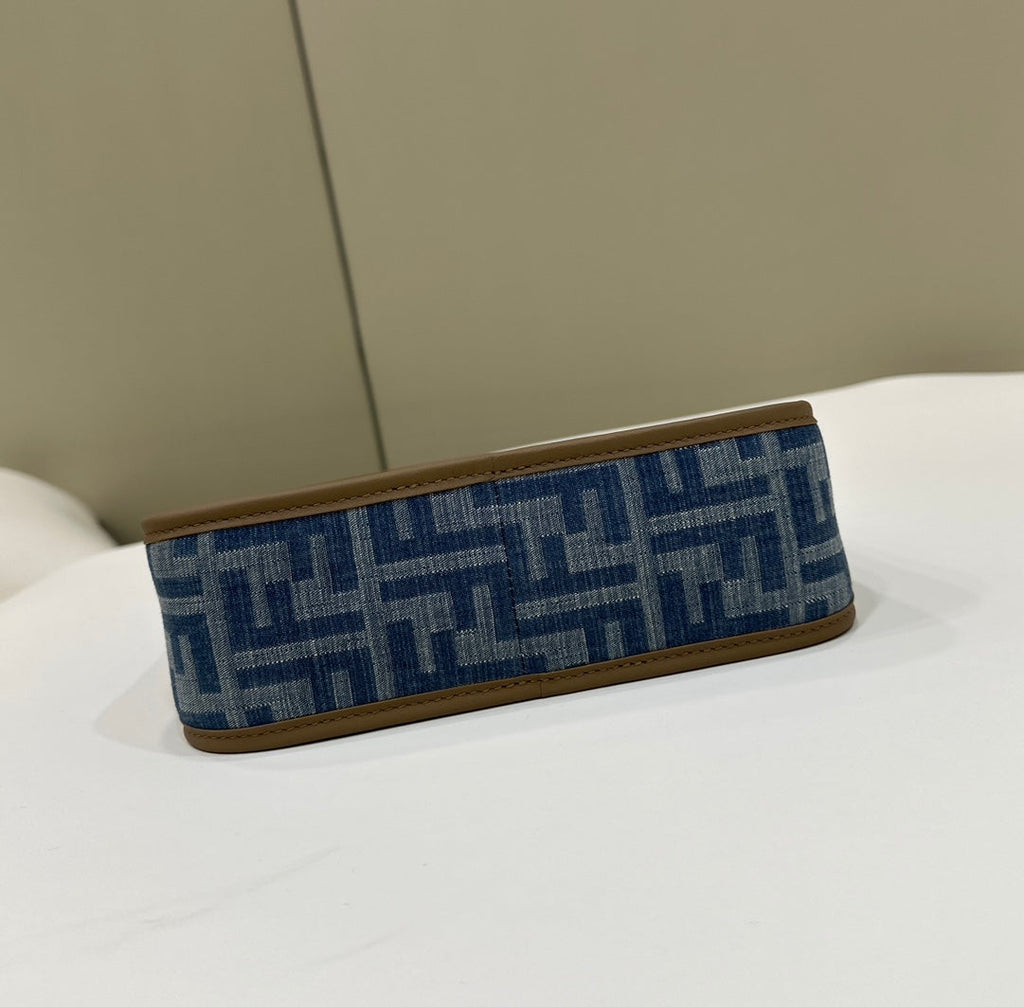 Fendi Medium 27 Bag in True Blue Monogram Denim Gold Hardware