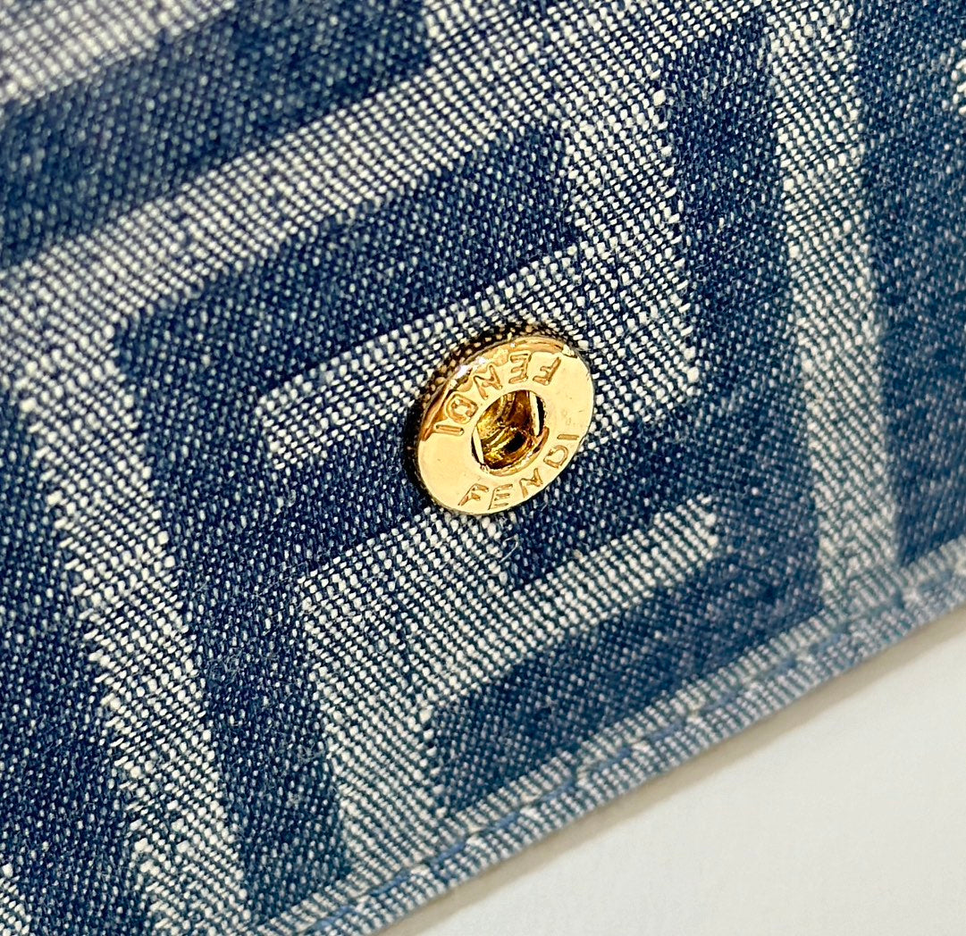 Baguette Mini 21 Bag in Cerulean Blue Monogram Denim with Gold Hardware