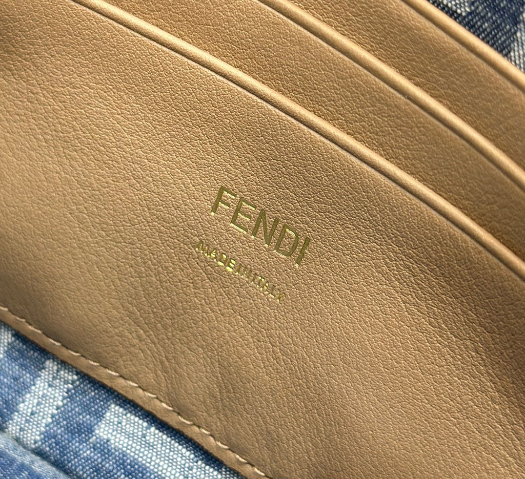Baguette Mini 19 Bag in Cerulean Blue Monogram Denim with Gold Hardware