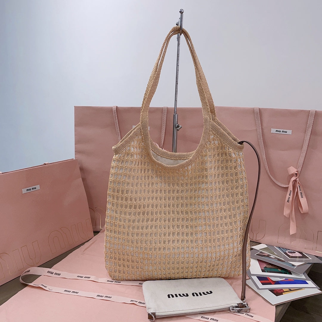 Ivy Tote Bag 40 in Beige Mix White Mesh