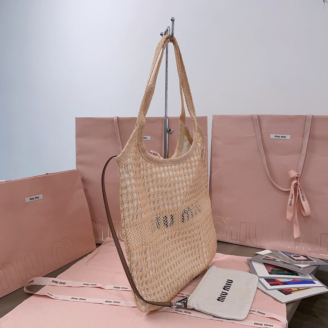 Ivy Tote Bag 40 in Beige Mix White Mesh