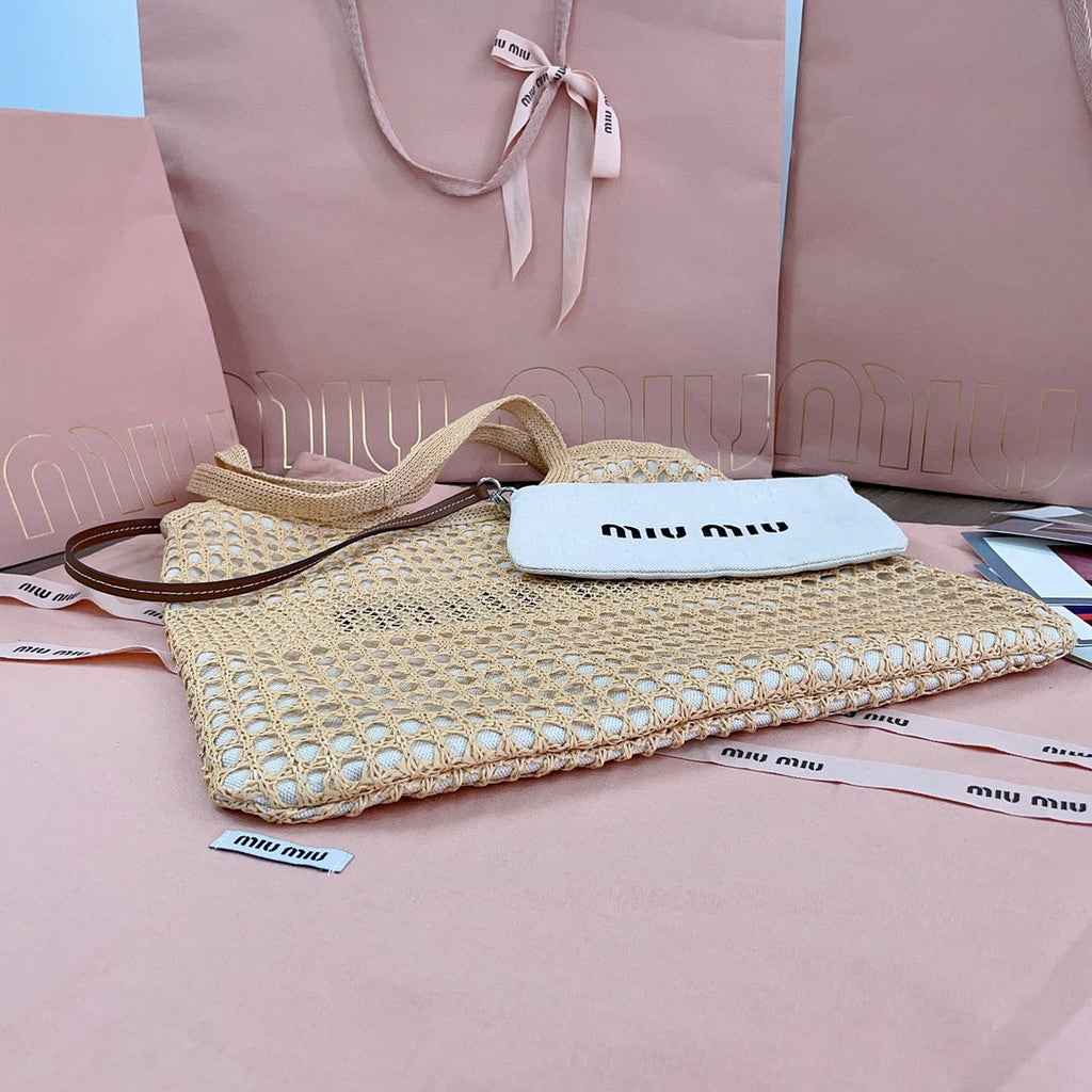 Ivy Tote Bag 40 in Beige Mix White Mesh