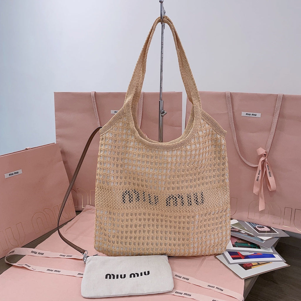 Ivy Tote Bag 40 in Beige Mix White Mesh