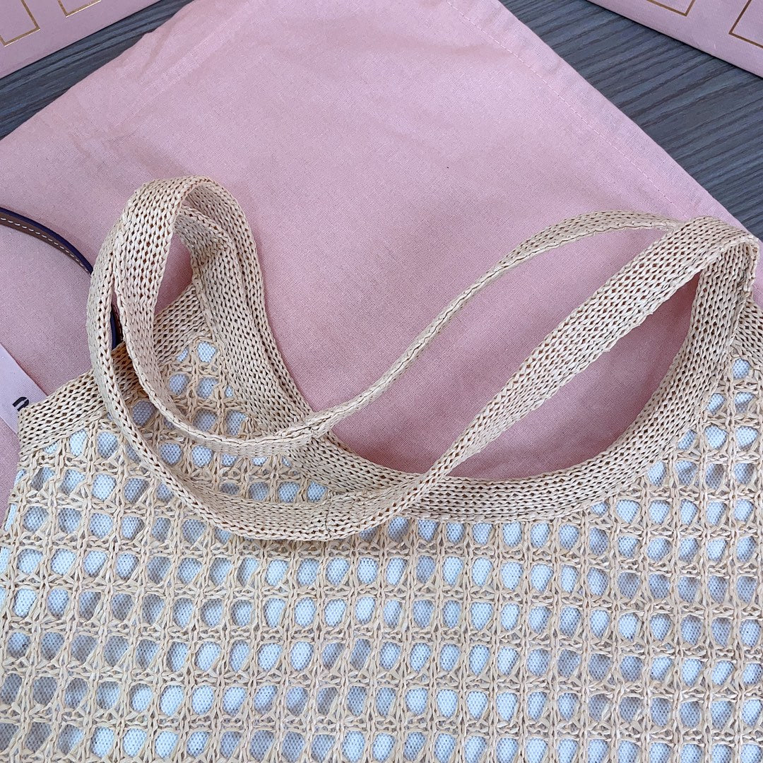 Ivy Tote Bag 40 in Beige Mix White Mesh