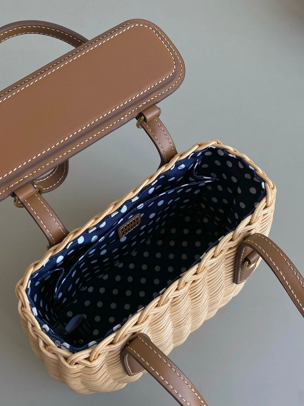 Basket 20 Bag in Brown Beige Wicker and Leather