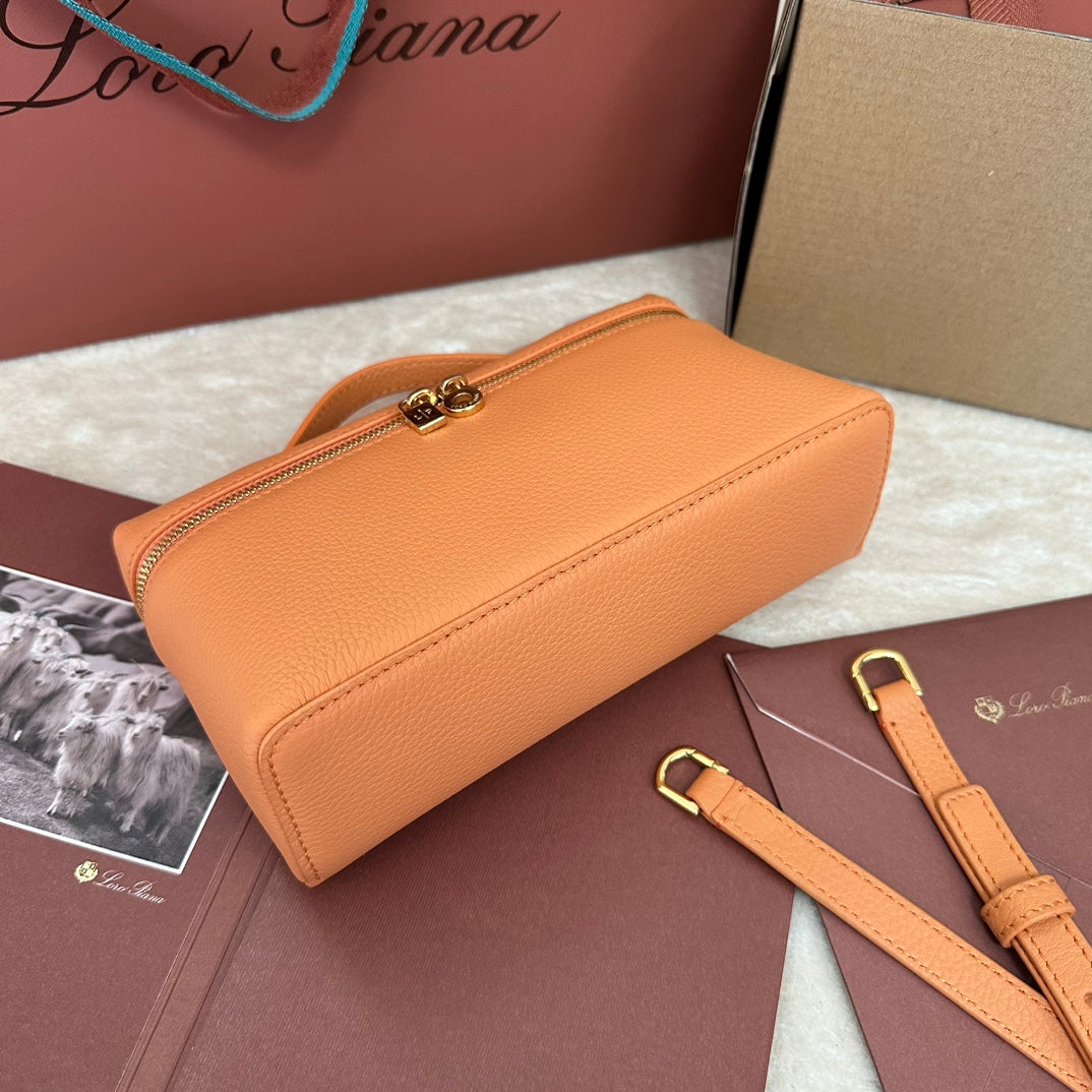 Loro Piana Extra Pocket L19 in Mango Orange Grained Calfskin with Gold Hardware Bag