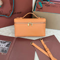 Loro Piana Extra Pocket L19 in Mango Orange Grained Calfskin with Gold Hardware Bag