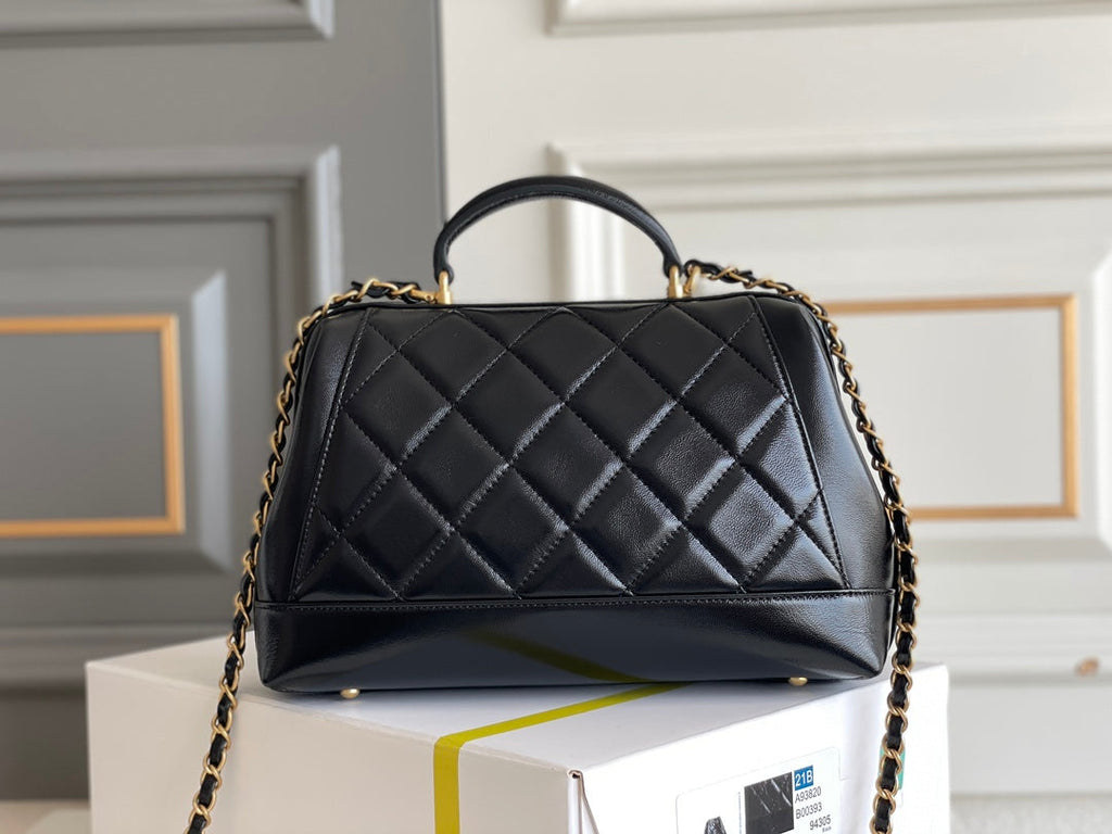 Chanel Medium 23 Bag with Handle in Black Lambskin