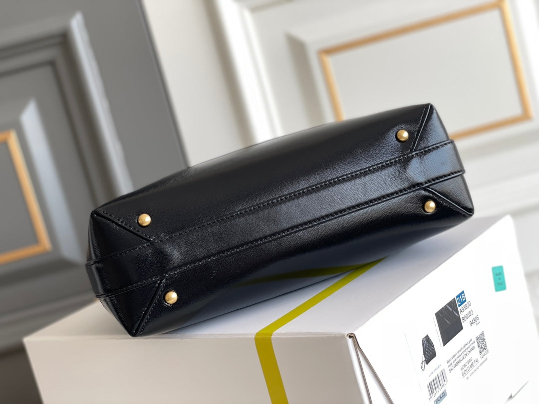 Chanel Medium 23 Bag with Handle in Black Lambskin