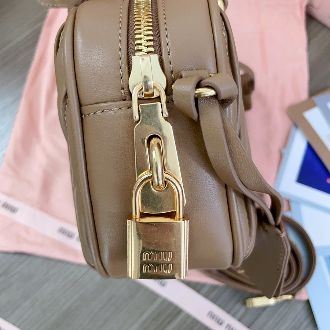 Arcadie Matelassé Nappa Small Bag 19 in Coffee Lambskin Gold Hardware