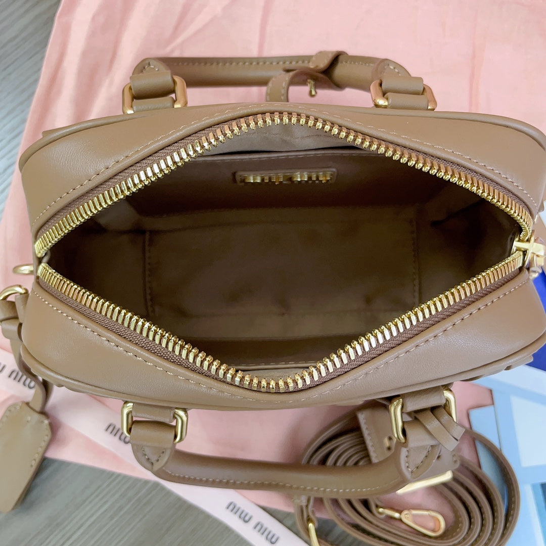 Arcadie Matelassé Nappa Small Bag 19 in Coffee Lambskin Gold Hardware
