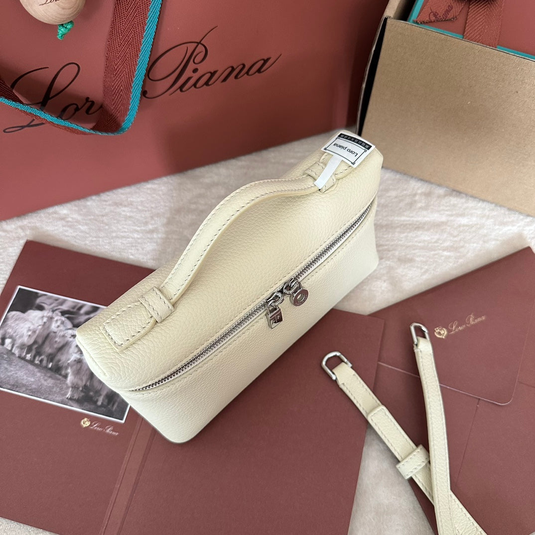 Loro Piana Extra Pocket L19 in Bisque Beige Calfskin with Silver Hardware Bag