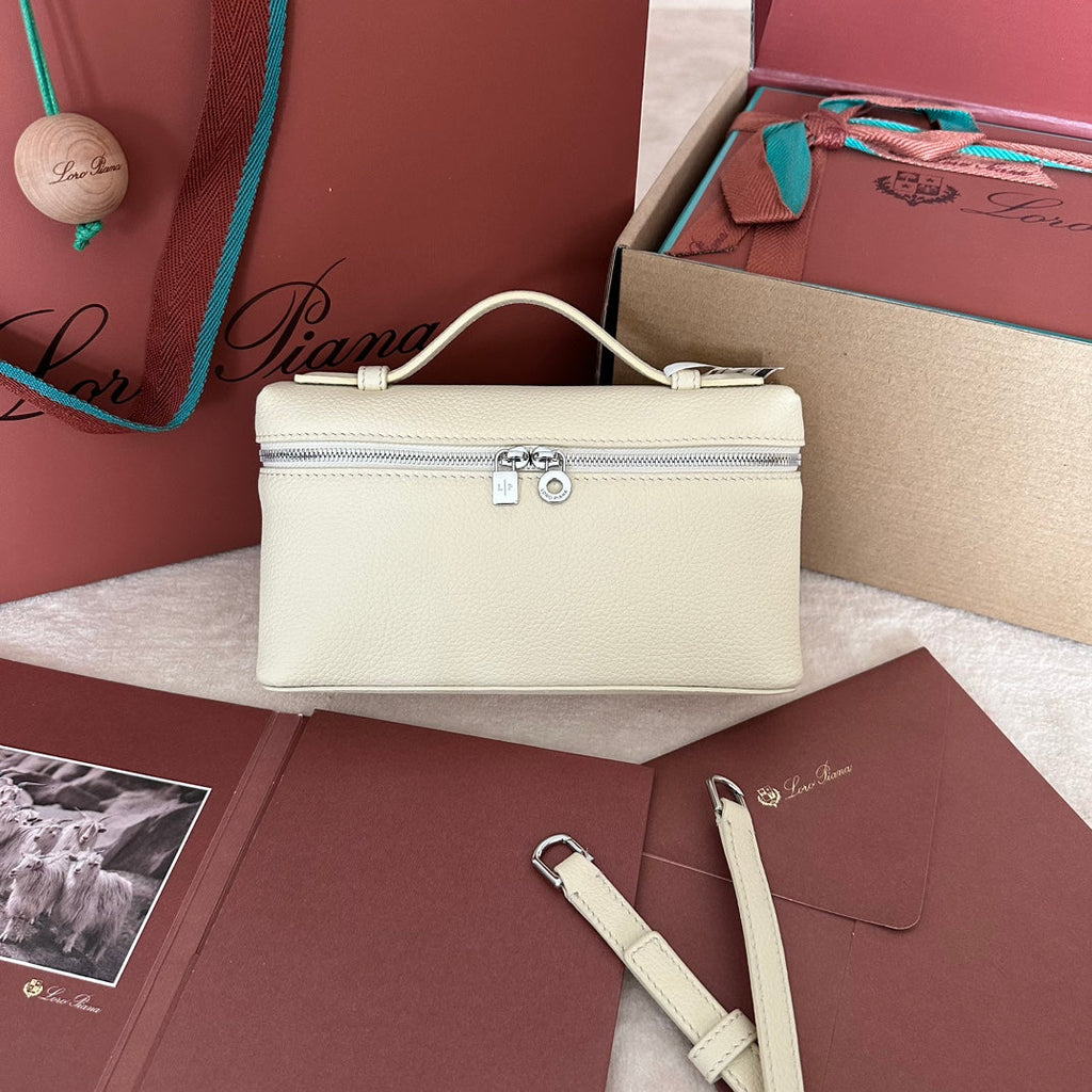 Loro Piana Extra Pocket L19 in Bisque Beige Calfskin with Silver Hardware Bag