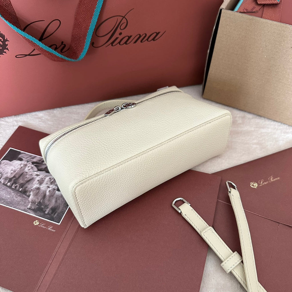 Loro Piana Extra Pocket L19 in Bisque Beige Calfskin with Silver Hardware Bag