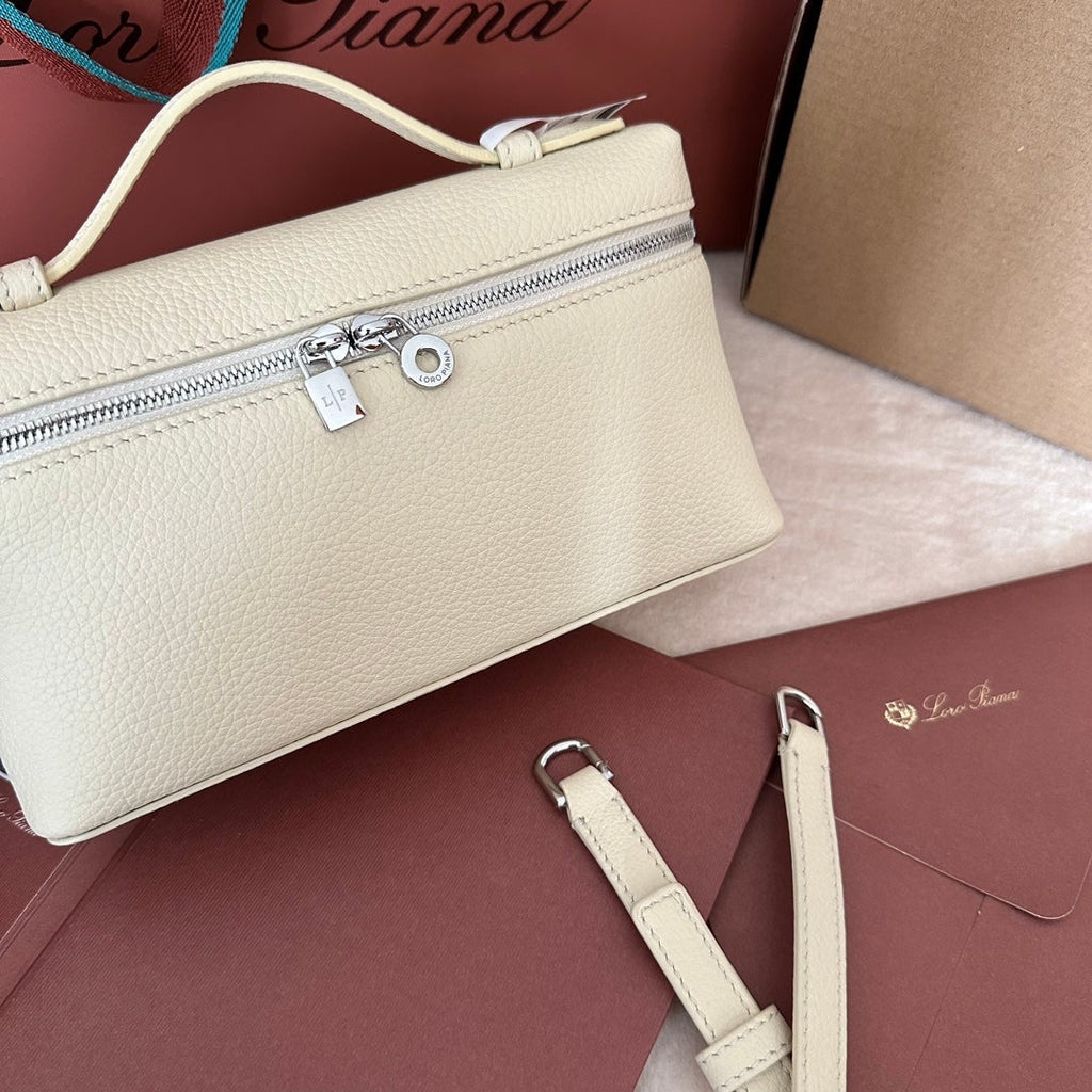 Loro Piana Extra Pocket L19 in Bisque Beige Calfskin with Silver Hardware Bag