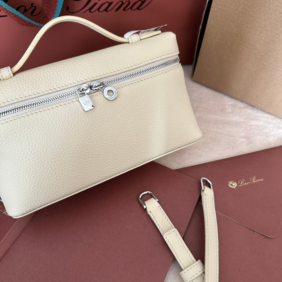 Loro Piana Extra Pocket L19 in Bisque Beige Calfskin with Silver Hardware Bag